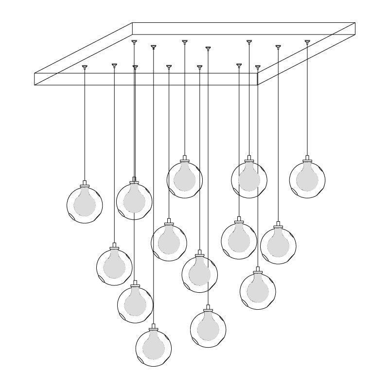 Verona Lustre Cluster Globe Transparent Escaliers - Neutralighting