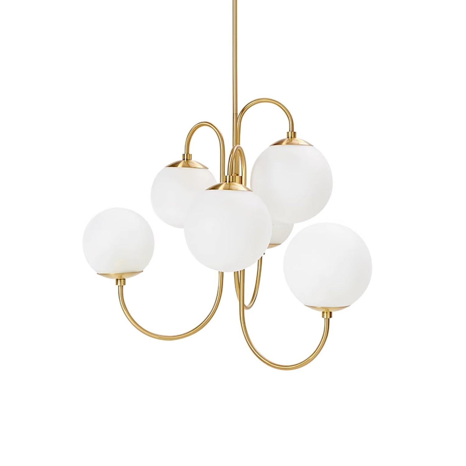 Lustra Chandelier en Laiton avec Globe et Bras Courbés - Neutralighting