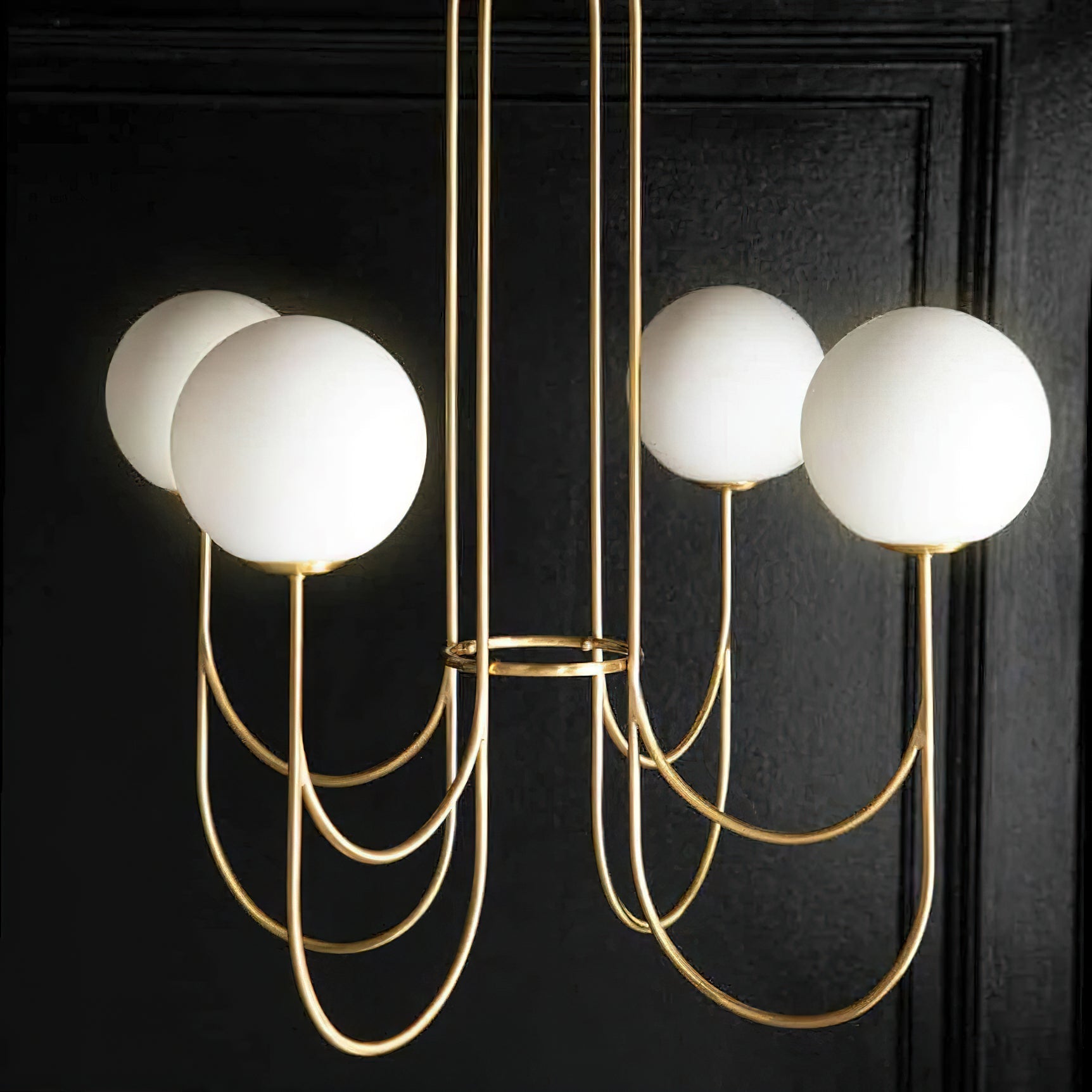 Mjolkuvyi Modern Minimalist Glass Metal Chandelier - Lamp Copper