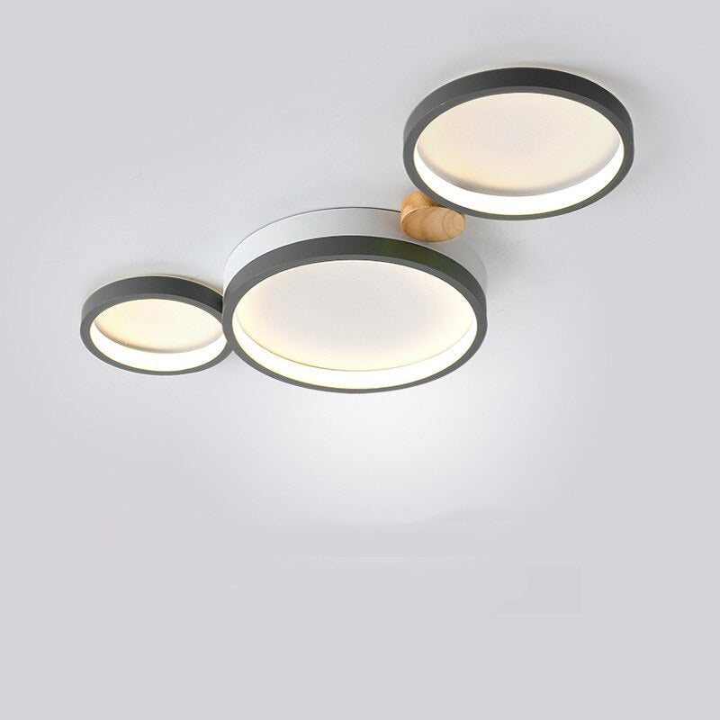Fylo Plafonnier Rond Moderne. Métal/Bois. Blanc/Gris/Vert. Salon - Neutralighting