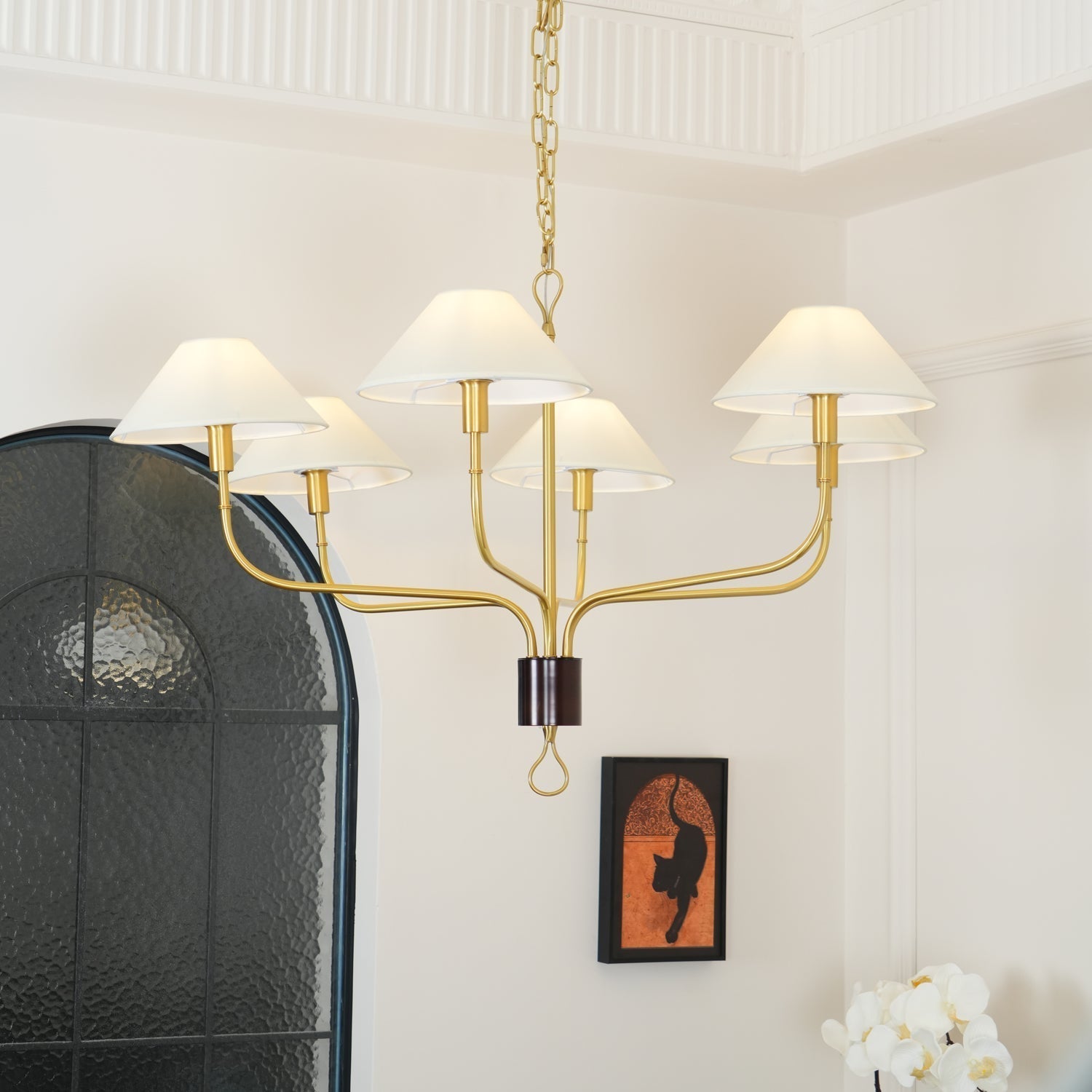 Ulshaaris Lustre Industriel Vintage En Tissu Et Laiton à Queue Décalée - Neutralighting