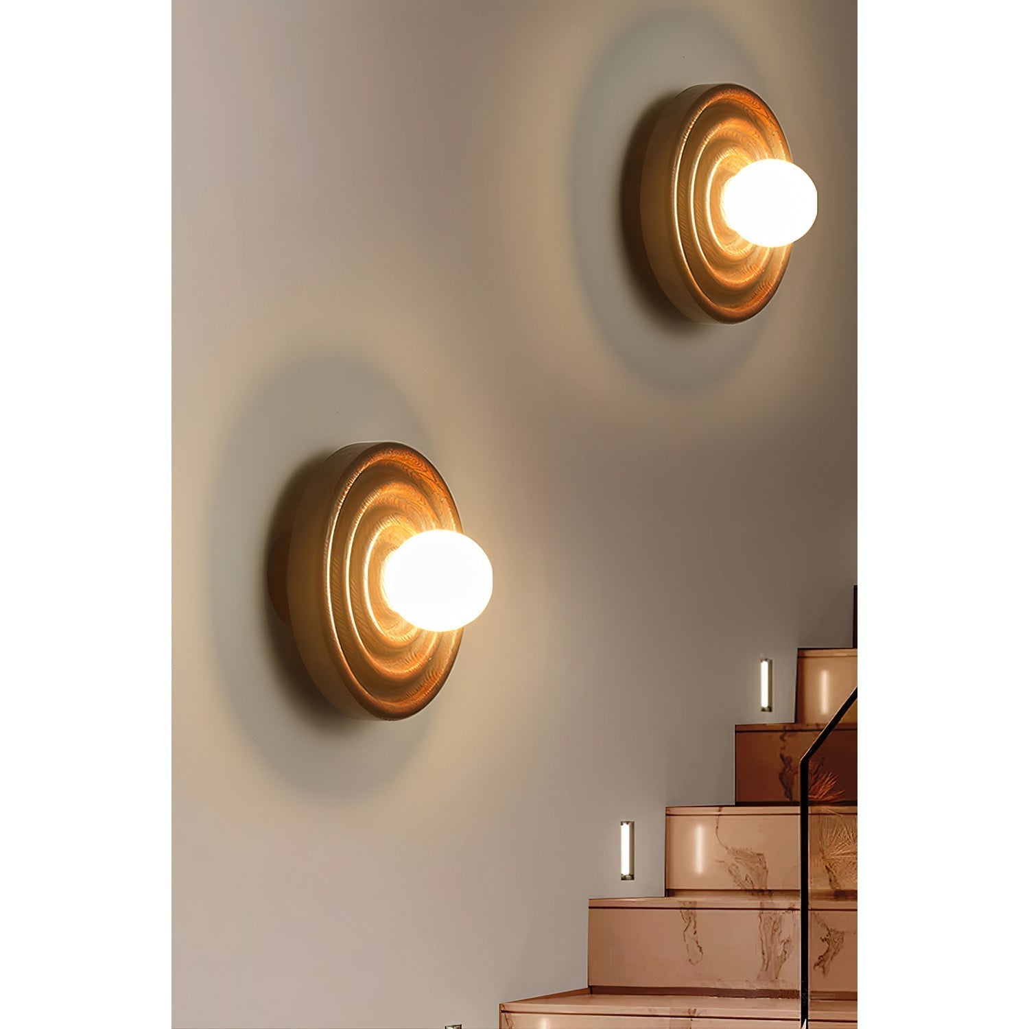 Ultalora Modern Minimalist Wood Glass Wall Lamp - Lamp Copper