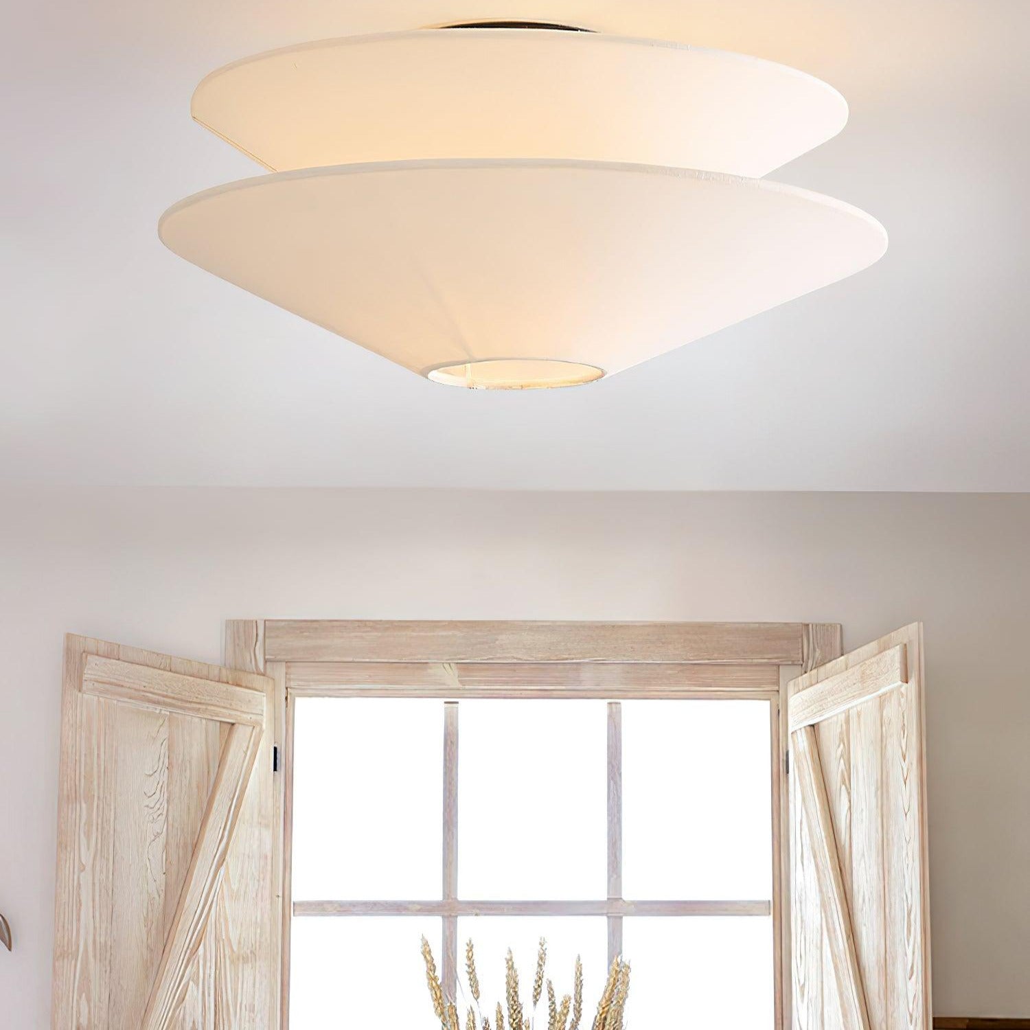 Lina Plafonnier design en tissu à double cône