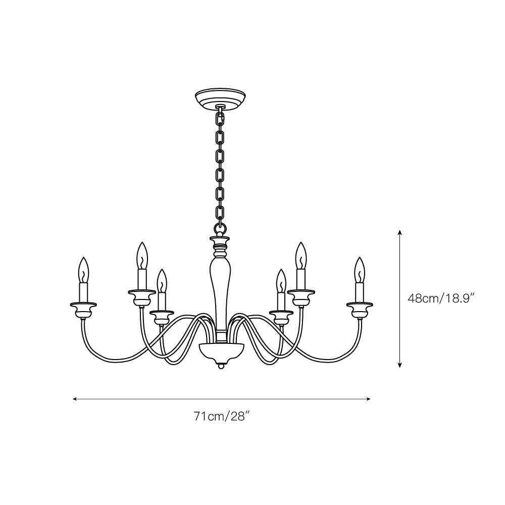 Illoros Vintage Industrial Candle Hand-carved Wood Chandelier - Lamp Copper