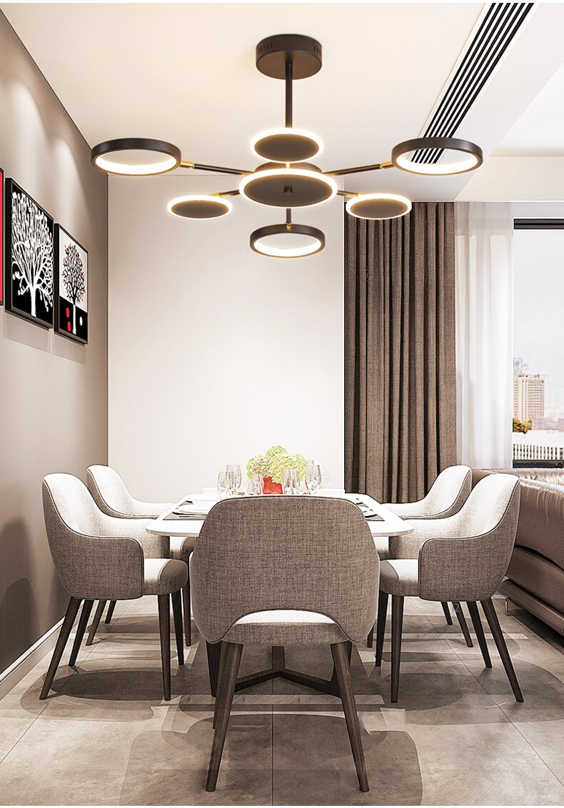 Moderne Suspension Multi Contemporaine, Metal/Acrylique, Noir Mat, Salon - Neutralighting