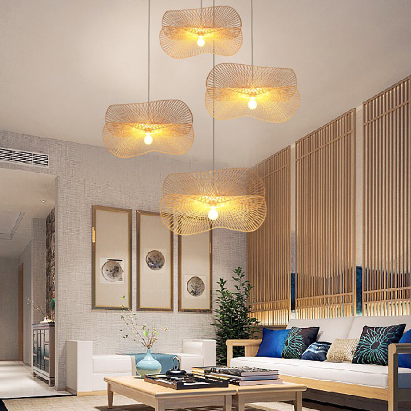 Ritta Suspension Linéaire Vintage, Rotin, Bois, Salon - Neutralighting