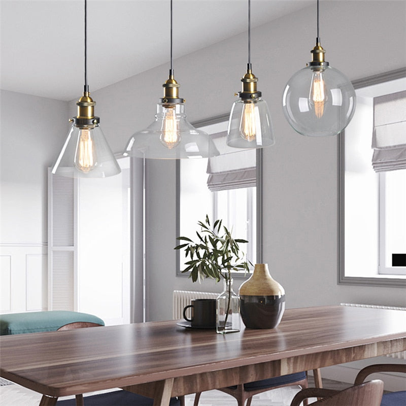 June suspension Industriel en Verre. Clair/Ambre/Gris Fumé - Neutralighting