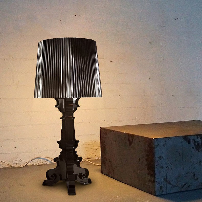 Kristy Lamp de Table Cylindre Moderne, Arcylique, Noir/Transparent, Salon