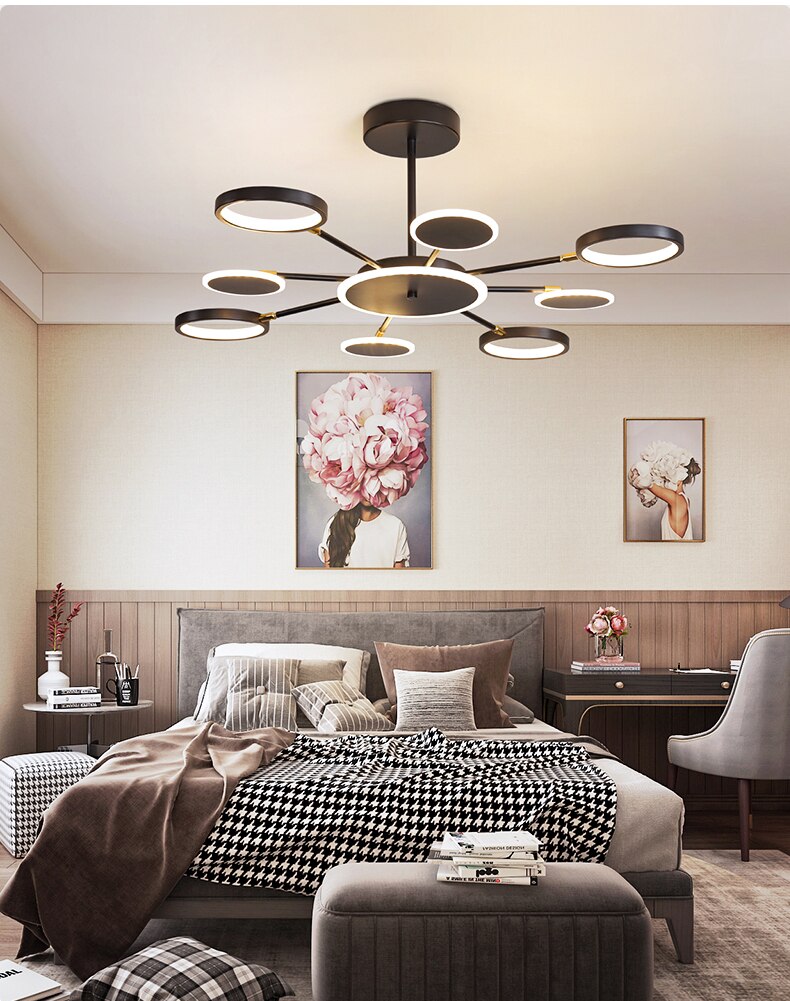 Moderne Suspension Multi Contemporaine, Metal/Acrylique, Noir Mat, Salon - Neutralighting