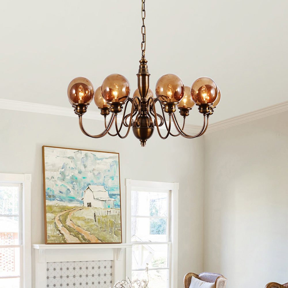 Ciphaen Chandelier Laiton Verre Luxe Postmoderne - Neutralighting
