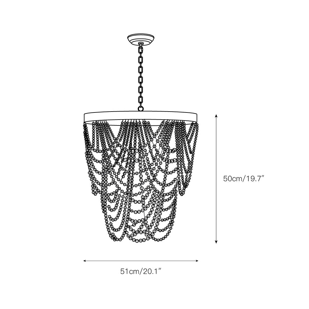 Ordore Postmodern Luxury Wooden Metal Chandelier - Lamp Copper