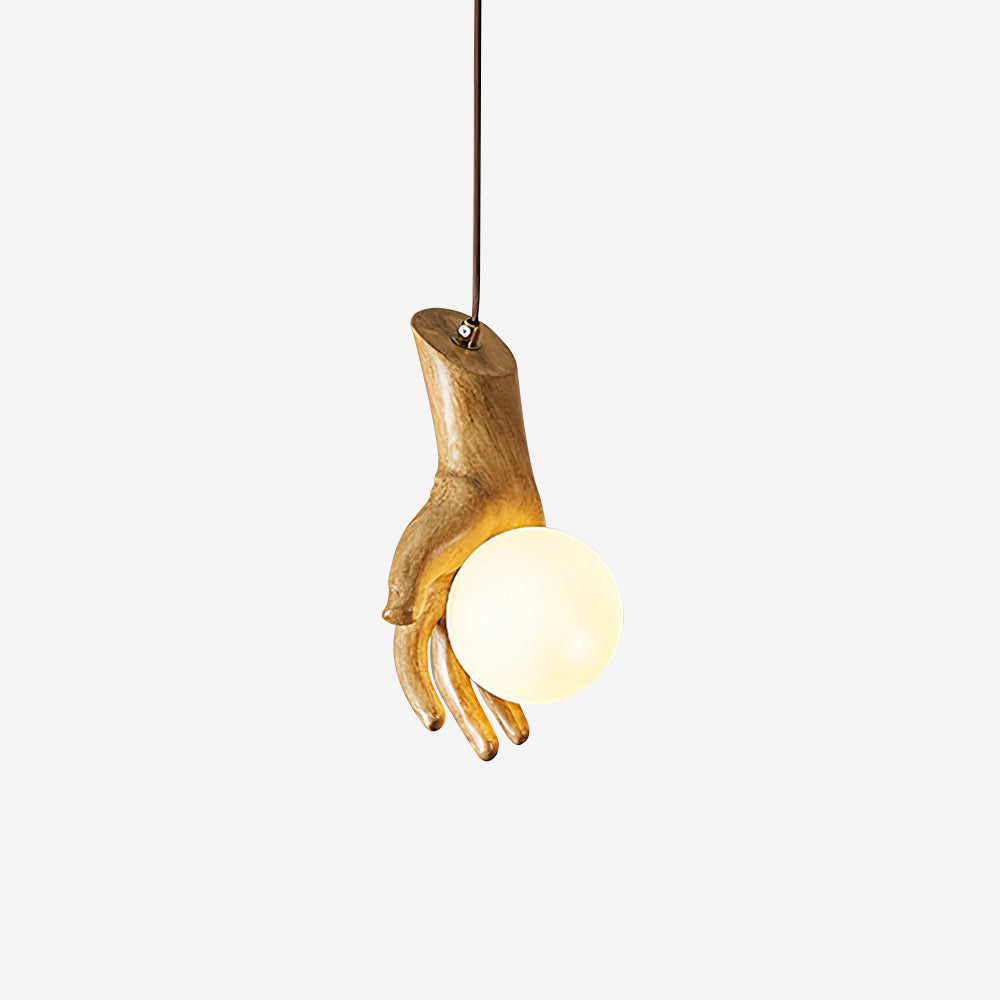 Pendant Lamp Hand Sculpture Wood Grip Acrylic Globe Artistic - Letslighting