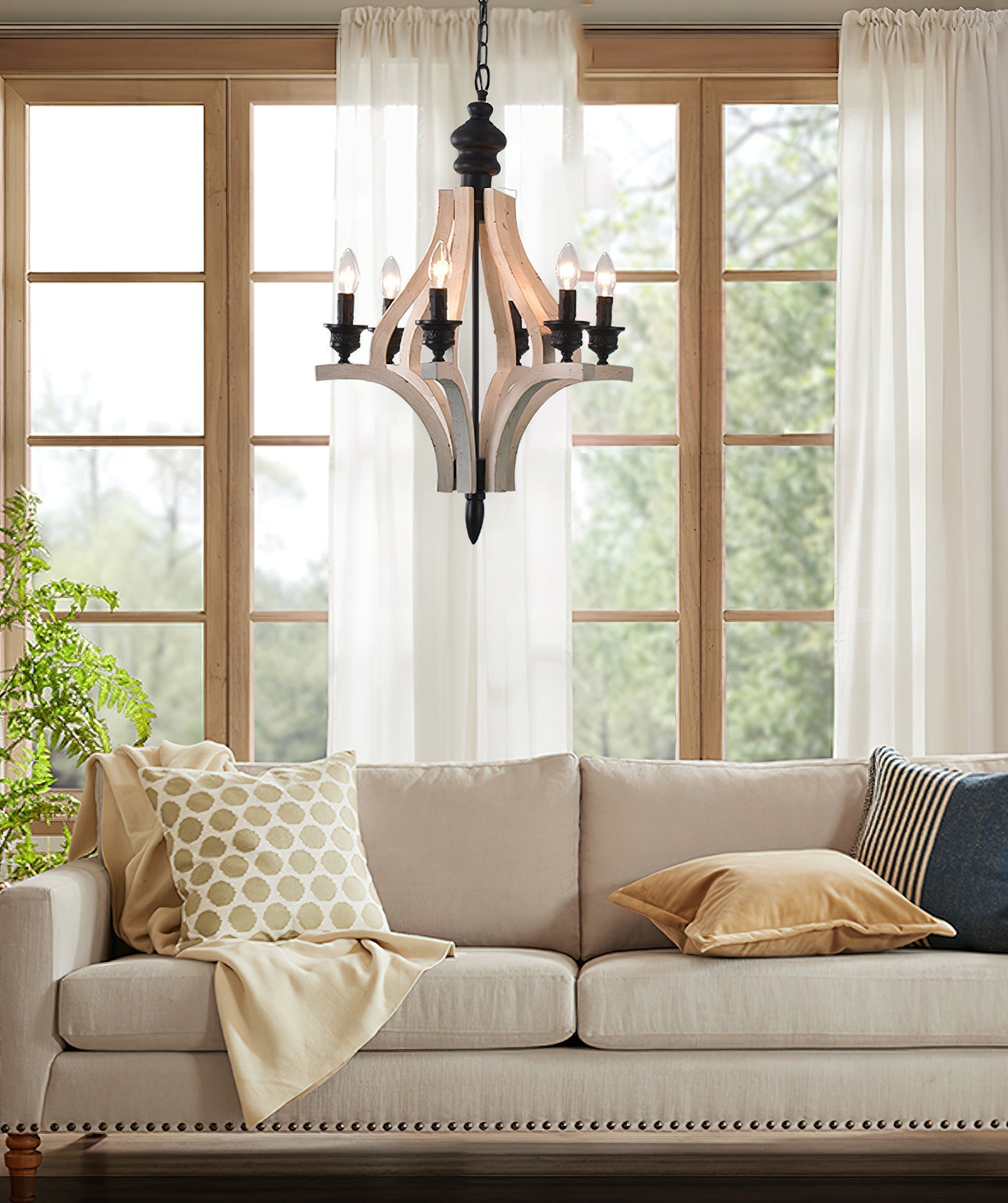 Ephaos Chandelier Métal Bois Industriel Vintage - Neutralighting