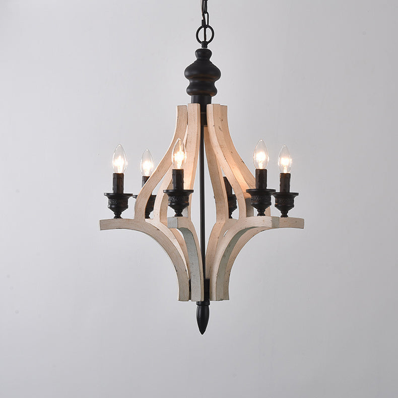 Ephaos Vintage Industrial Wooden Metal Chandelier - Lamp Copper