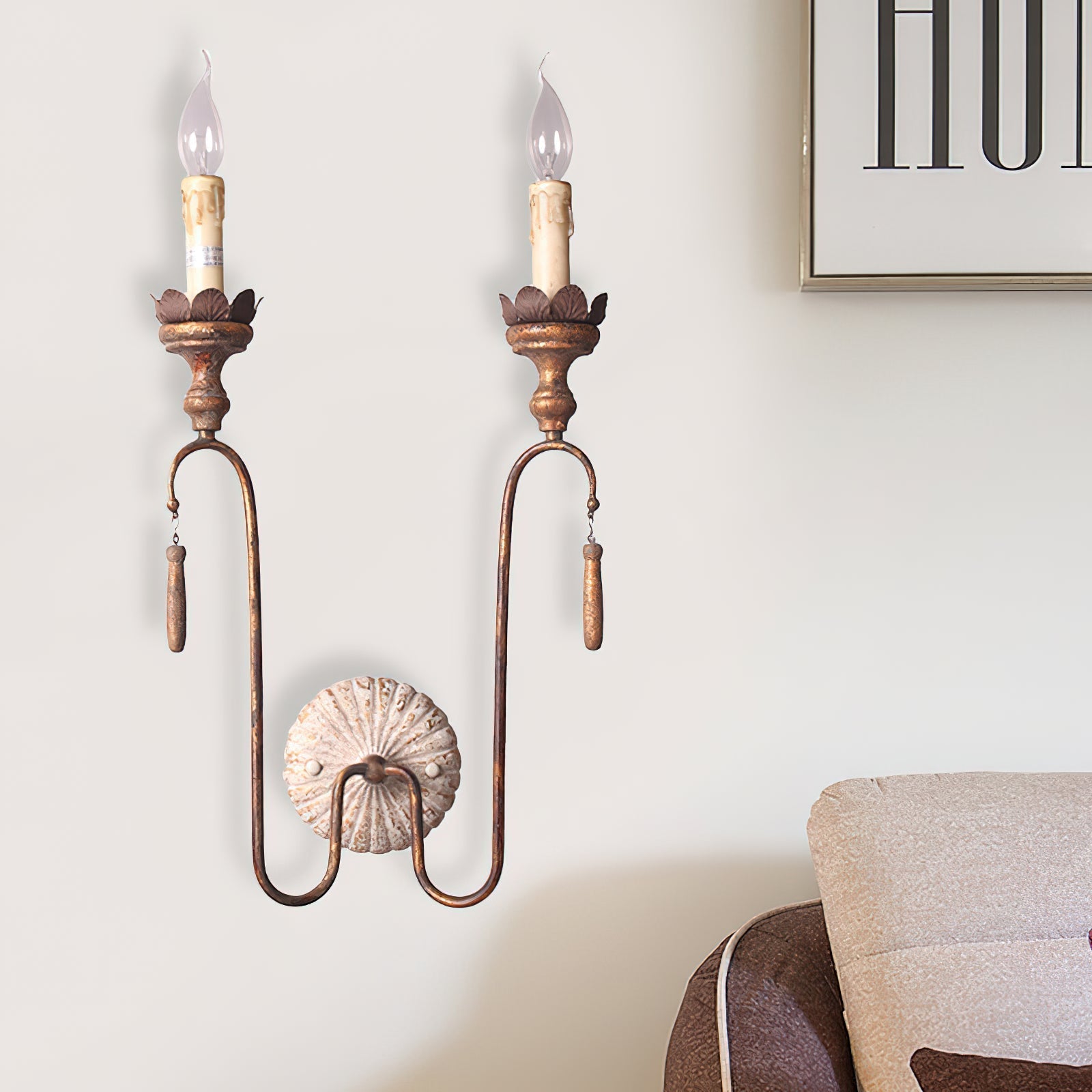Avelaris Vintage Industrial Wooden Metal Wall Lamp - Lamp Copper