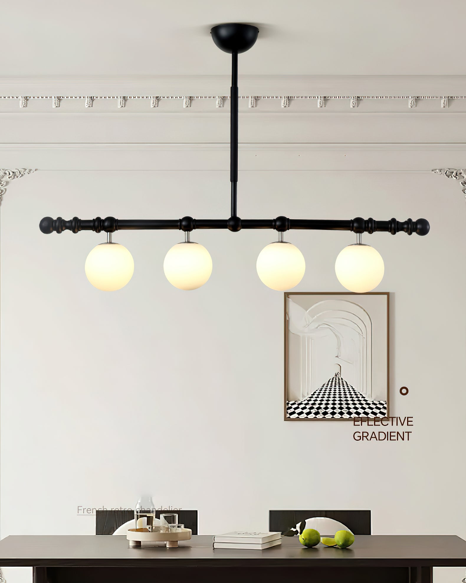 Hayes Chandelier Wood Linear Glass Globes - Letslighting