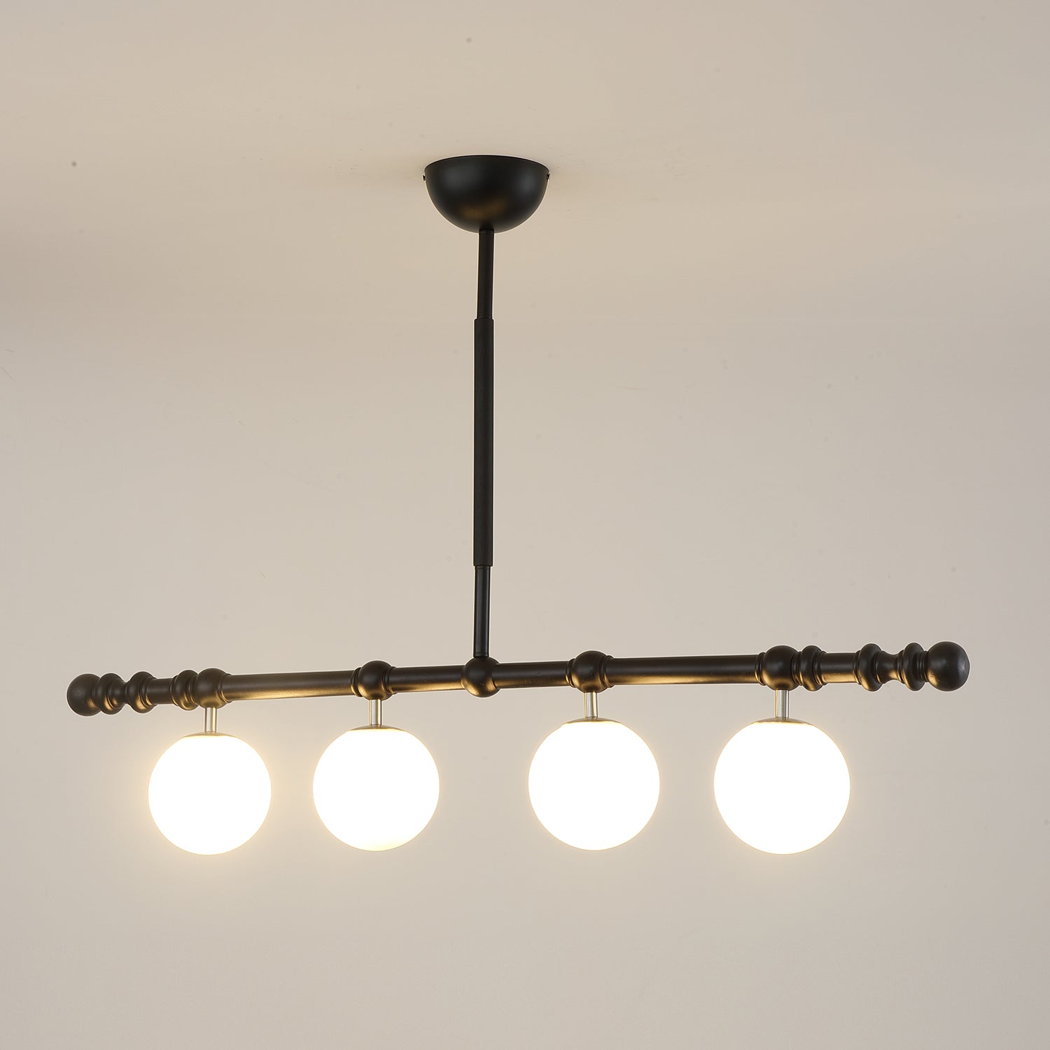 Hayes Chandelier Wood Linear Glass Globes - Letslighting