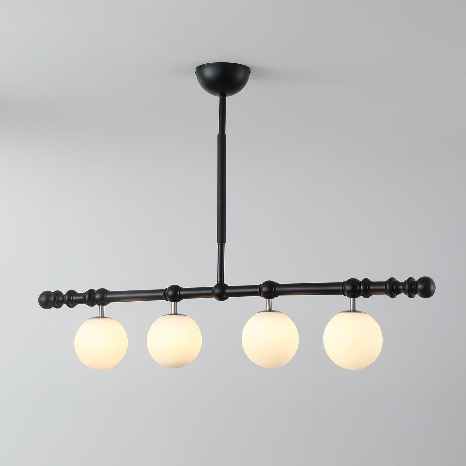 Hayes Chandelier Wood Linear Glass Globes - Letslighting
