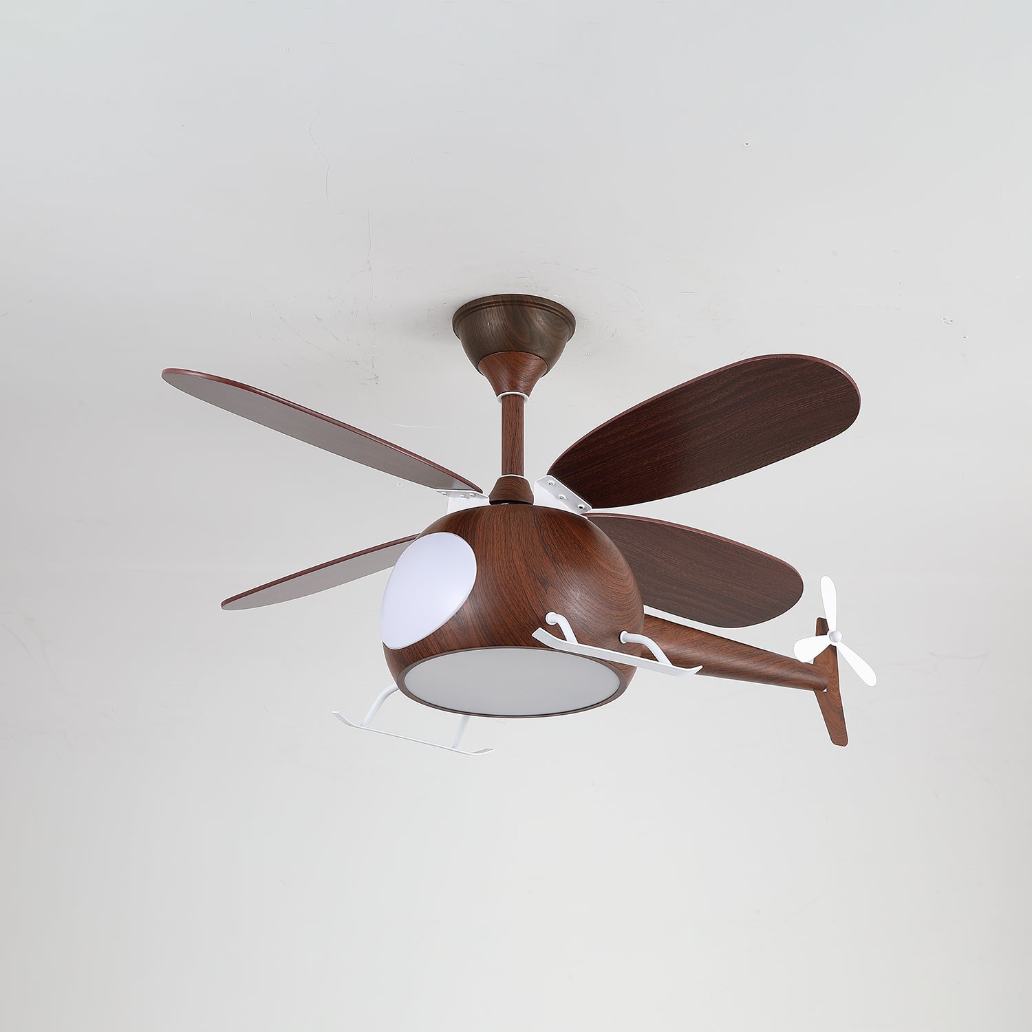 Ventilateur de plafond et luminaire Aviara Bois Moderne pour chambre d'enfant, détail du support de montage