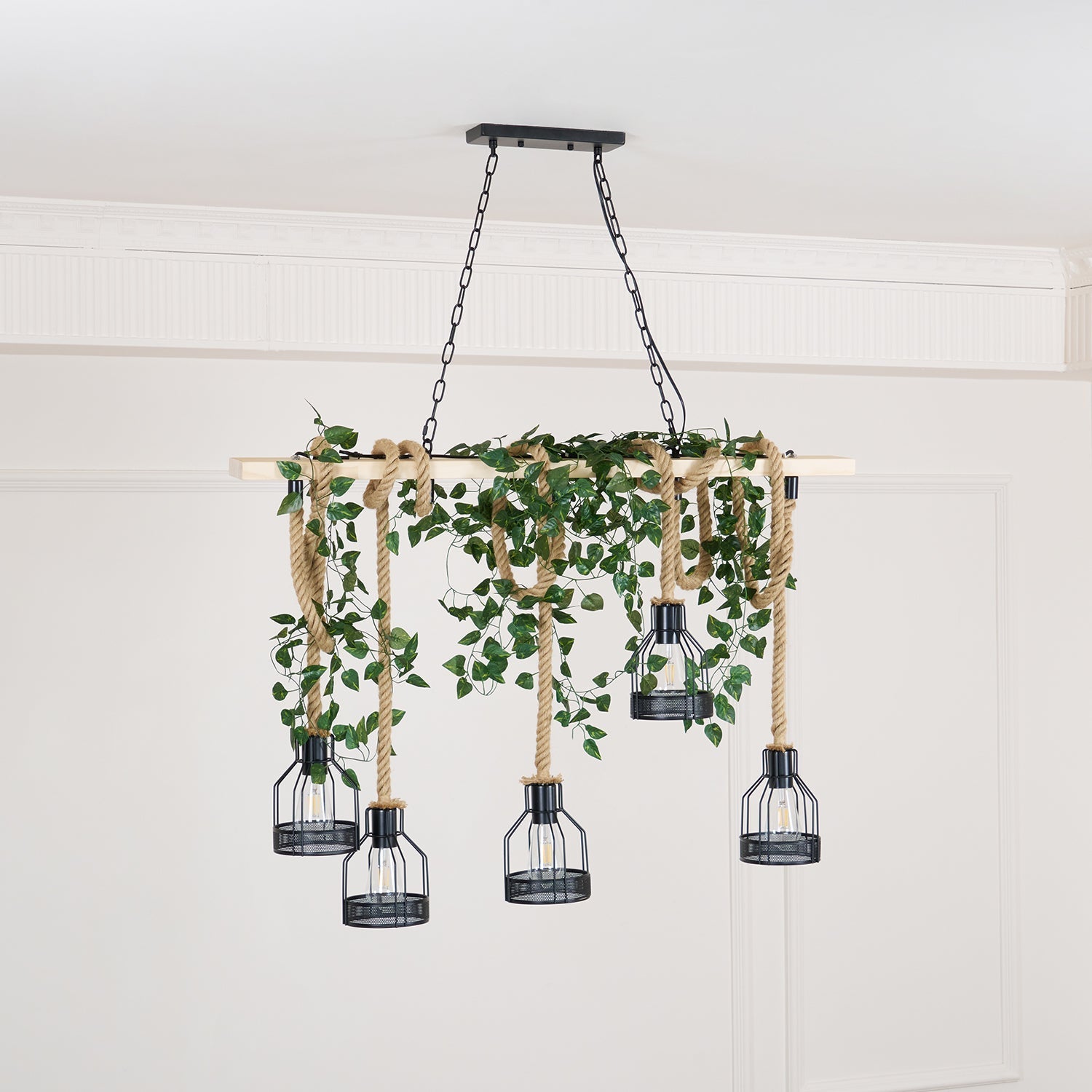 Quoro Lustre Industriel en Corde de Chanvre Style Grenade