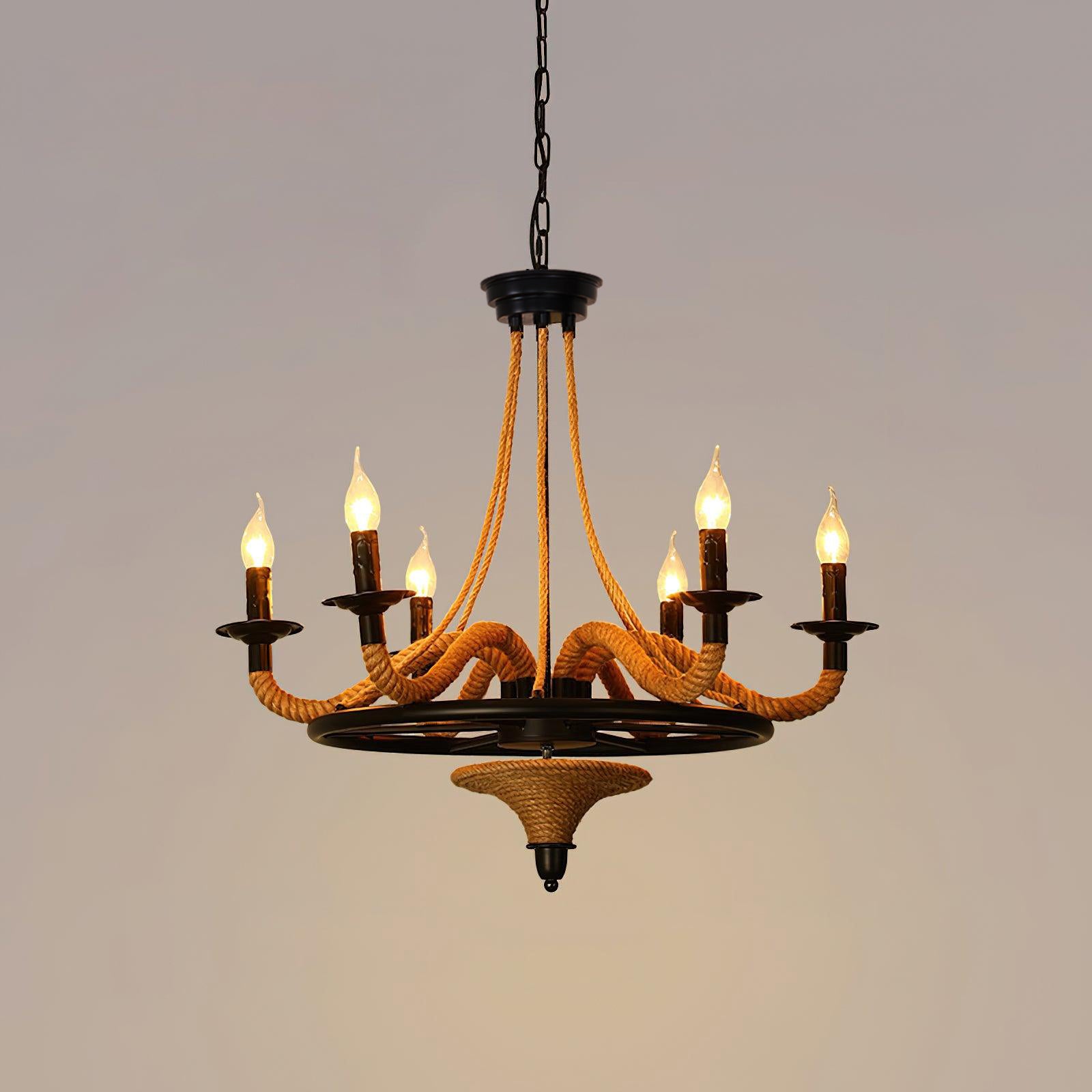Lustra Chandelier Grande Roue en Corde de Chanvre - Neutralighting