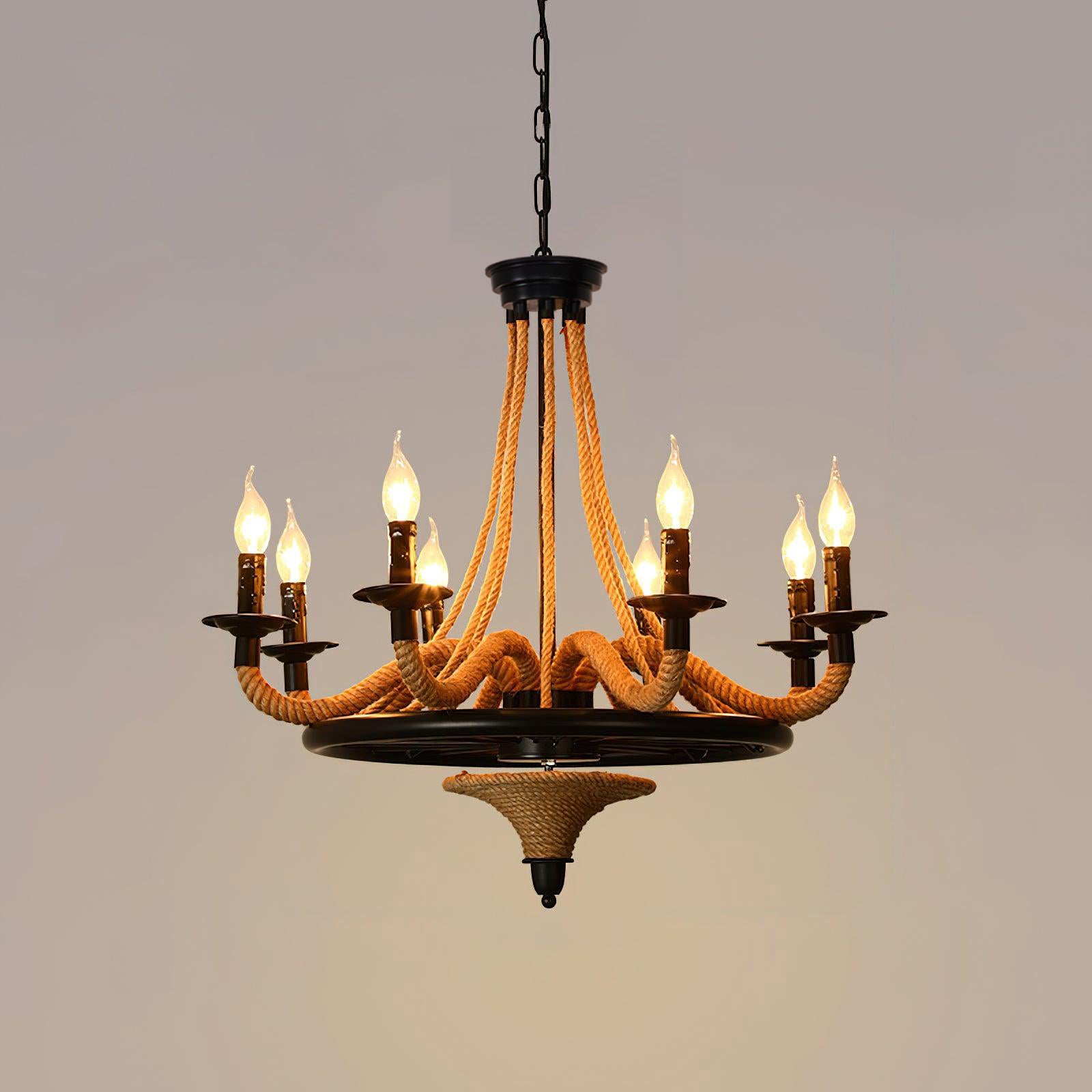 Lustra Chandelier Grande Roue en Corde de Chanvre - Neutralighting
