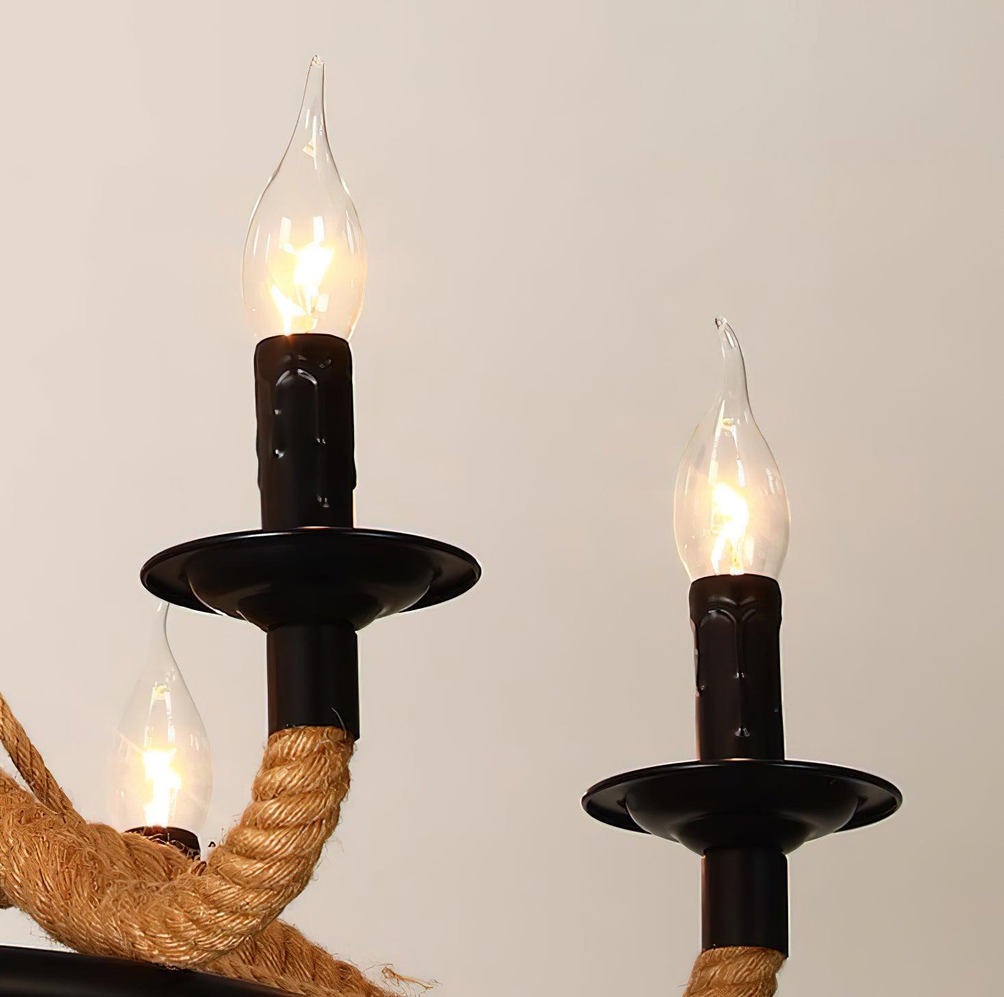 Lustra Chandelier Grande Roue en Corde de Chanvre - Neutralighting