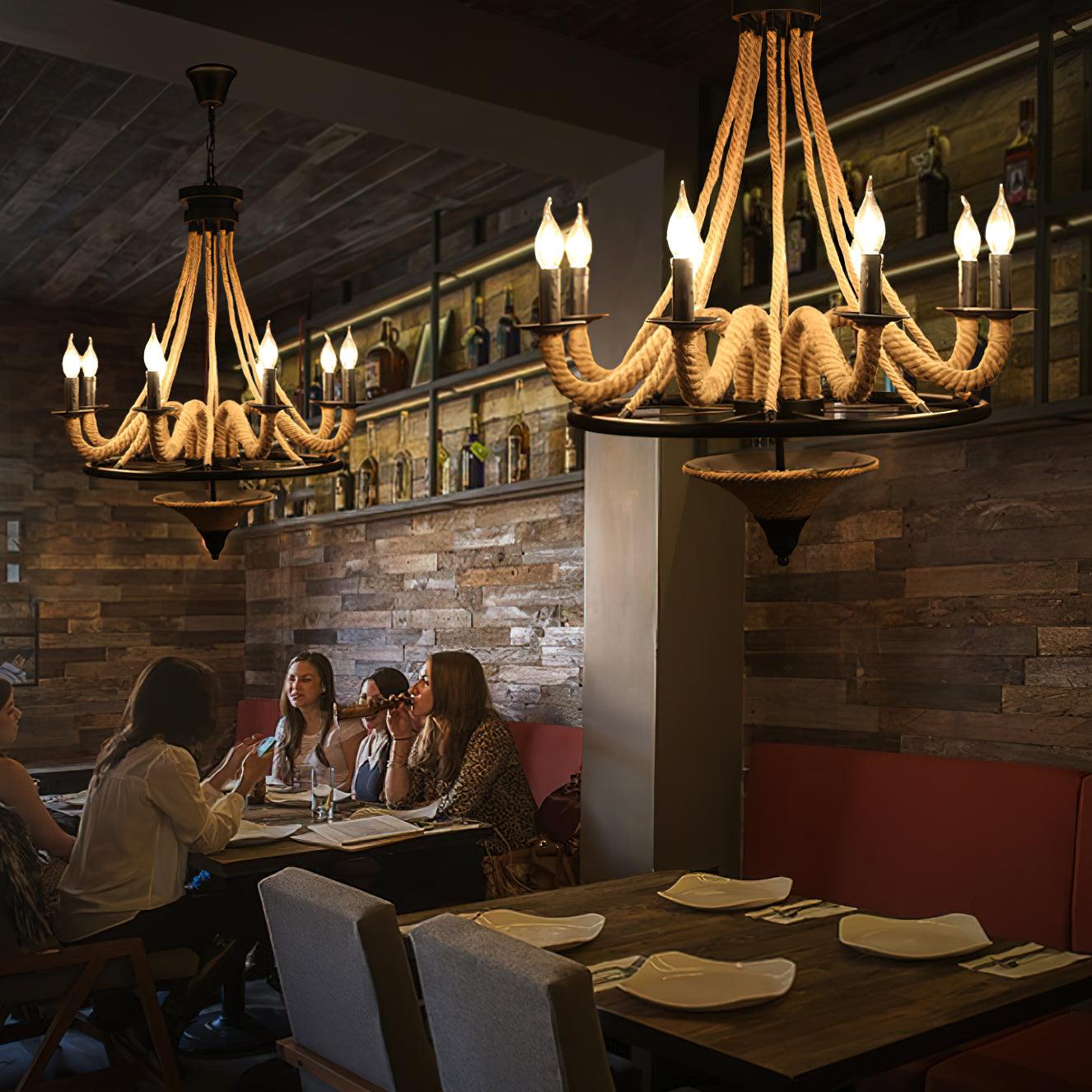 Lustra Chandelier Grande Roue en Corde de Chanvre - Neutralighting