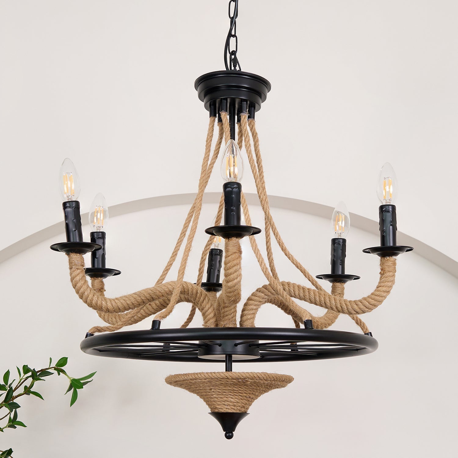 Lustra Chandelier Grande Roue en Corde de Chanvre - Neutralighting