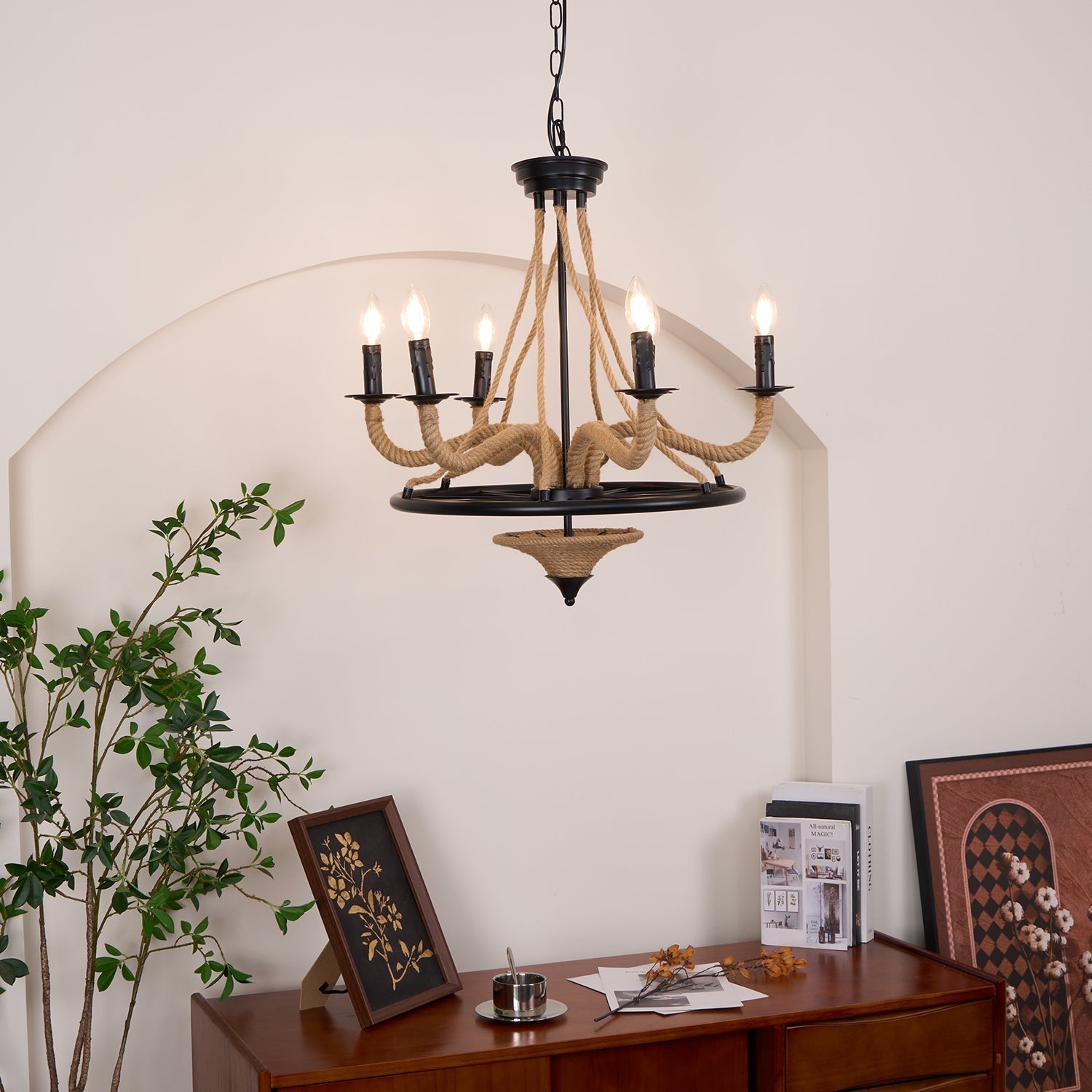 Lustra Chandelier Grande Roue en Corde de Chanvre - Neutralighting