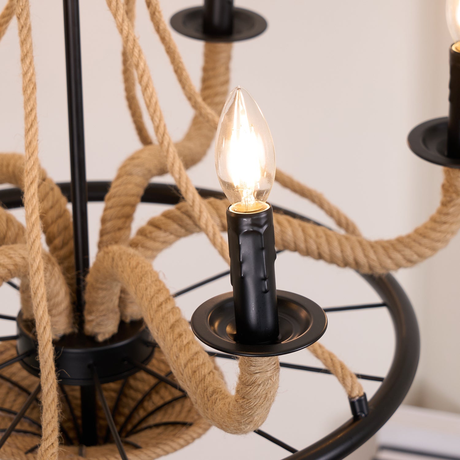 Lustra Chandelier Grande Roue en Corde de Chanvre - Neutralighting
