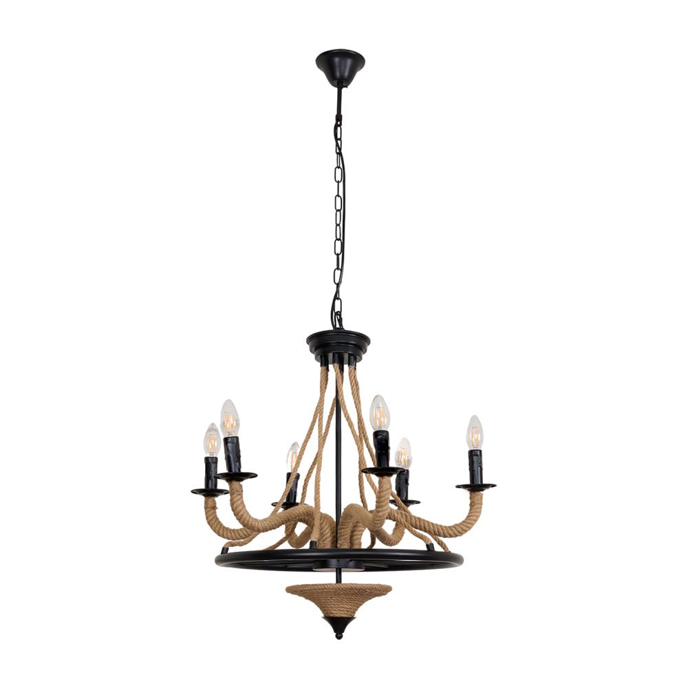 Lustra Chandelier Grande Roue en Corde de Chanvre - Neutralighting