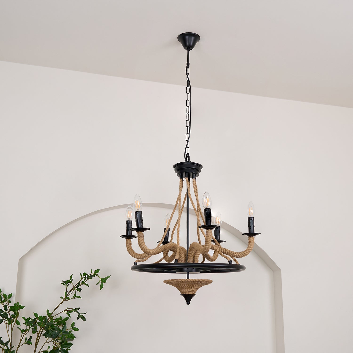 Lustra Chandelier Grande Roue en Corde de Chanvre - Neutralighting
