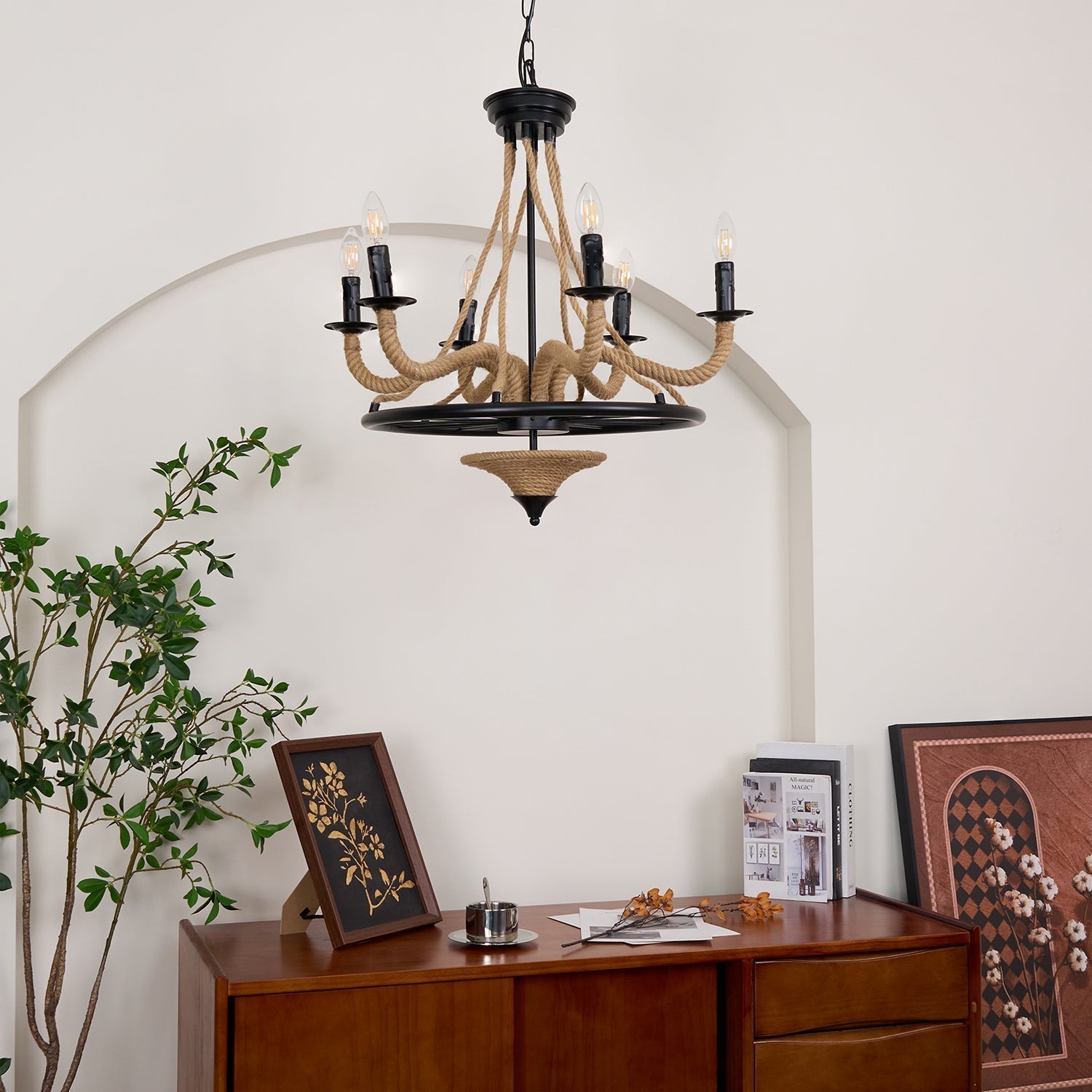 Lustra Chandelier Grande Roue en Corde de Chanvre - Neutralighting