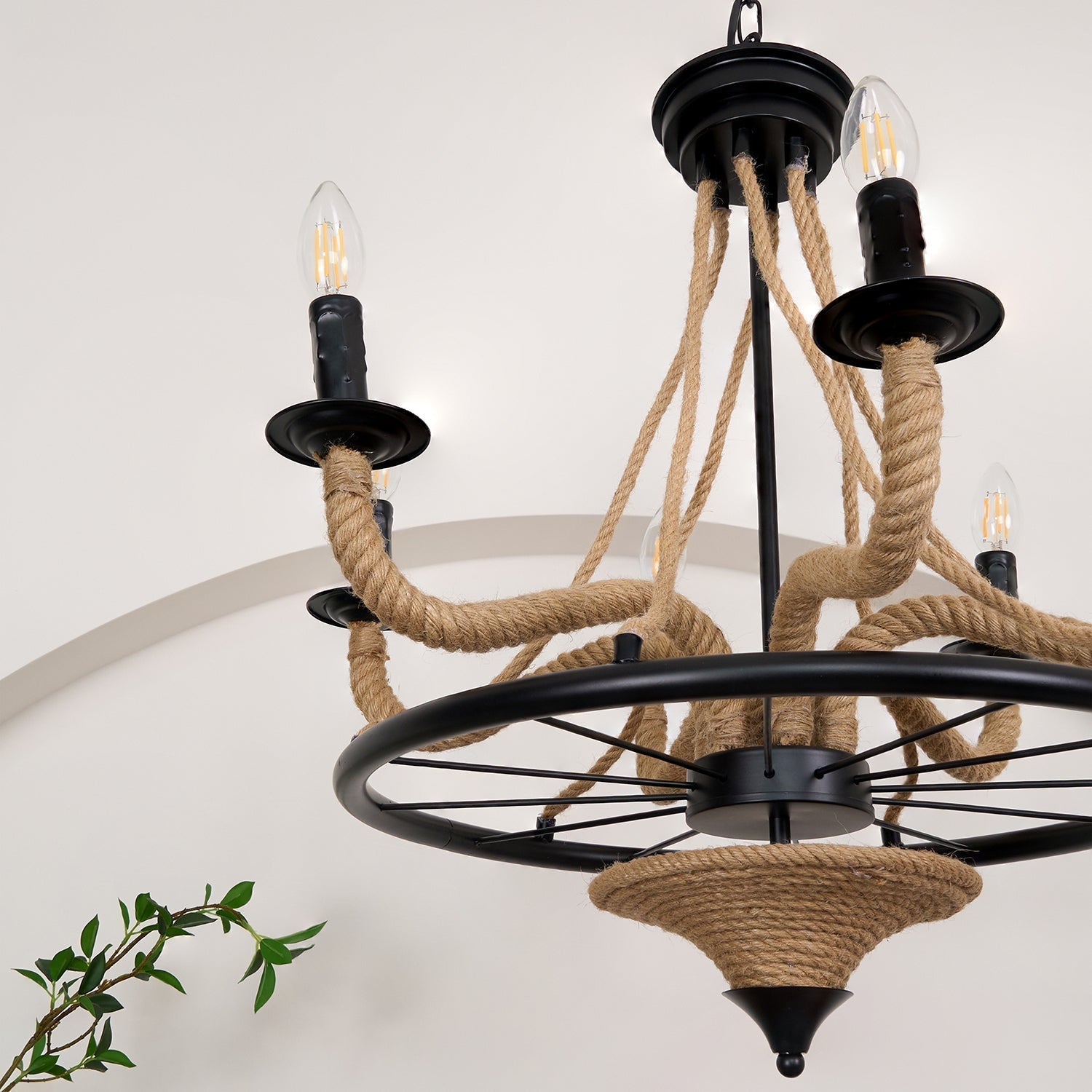 Lustra Chandelier Grande Roue en Corde de Chanvre - Neutralighting