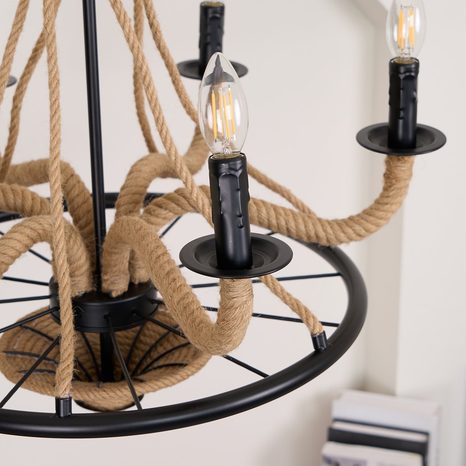 Lustra Chandelier Grande Roue en Corde de Chanvre - Neutralighting