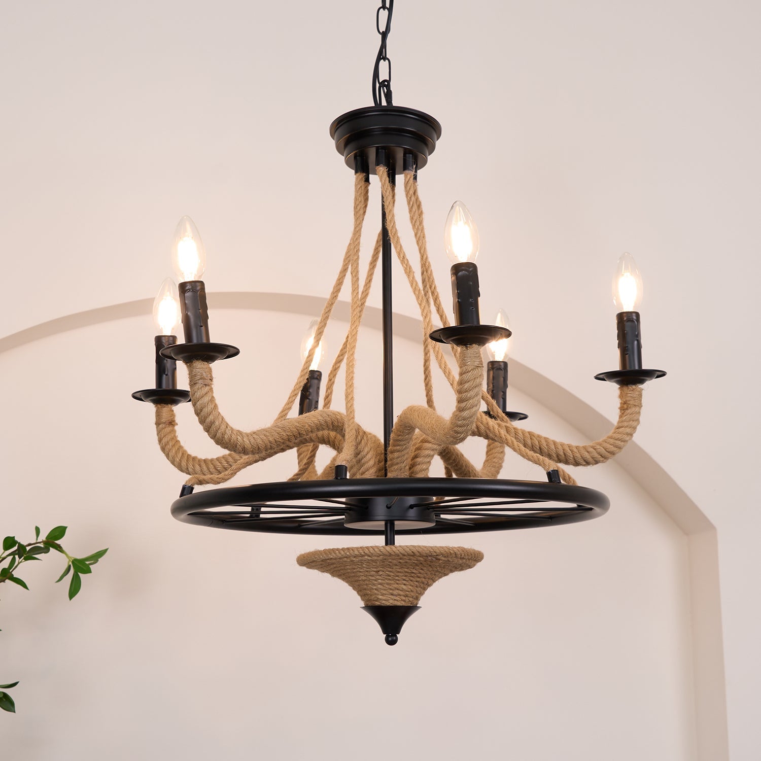 Lustra Chandelier Grande Roue en Corde de Chanvre - Neutralighting