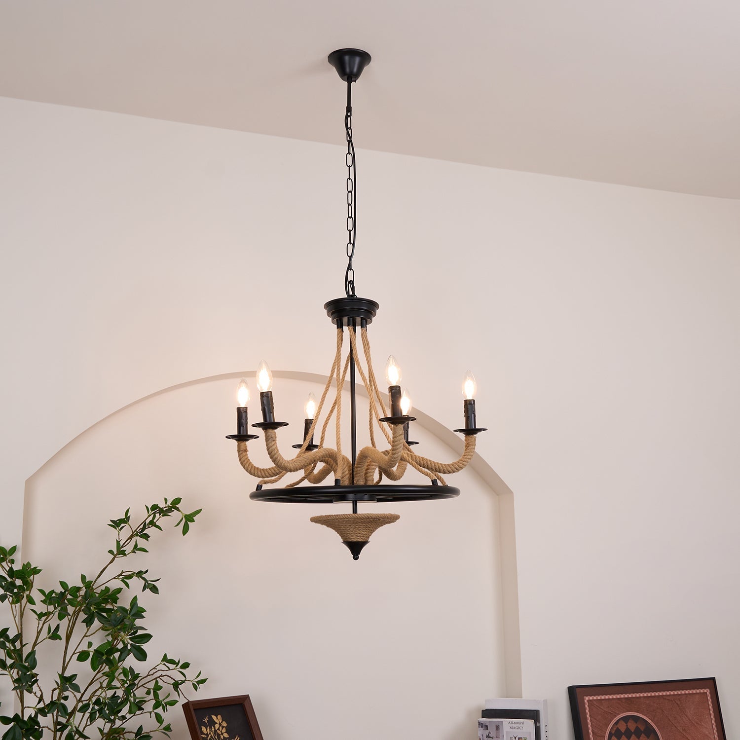 Lustra Chandelier Grande Roue en Corde de Chanvre - Neutralighting
