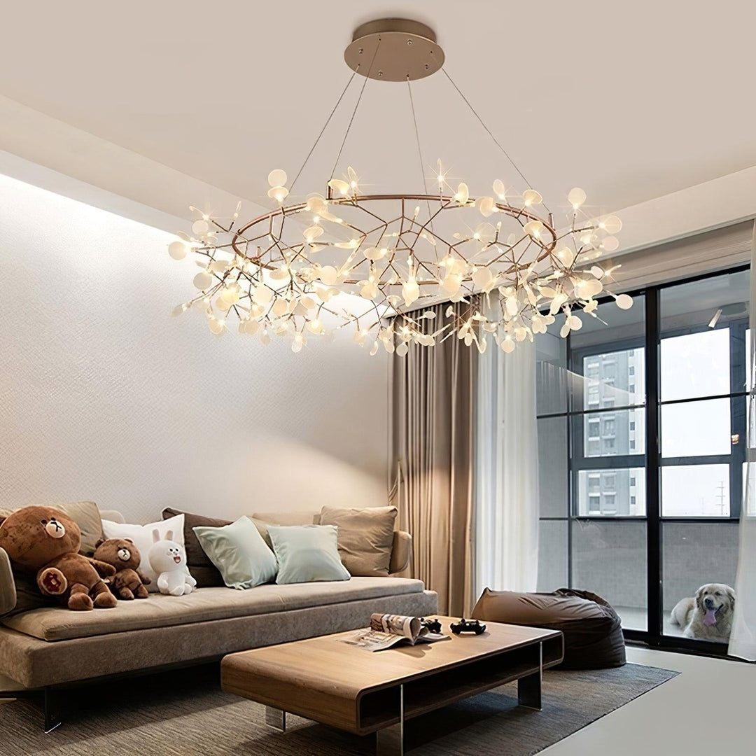Arthearae Chandelier Métal Acrylique Rond Luxe Postmoderne - Neutralighting