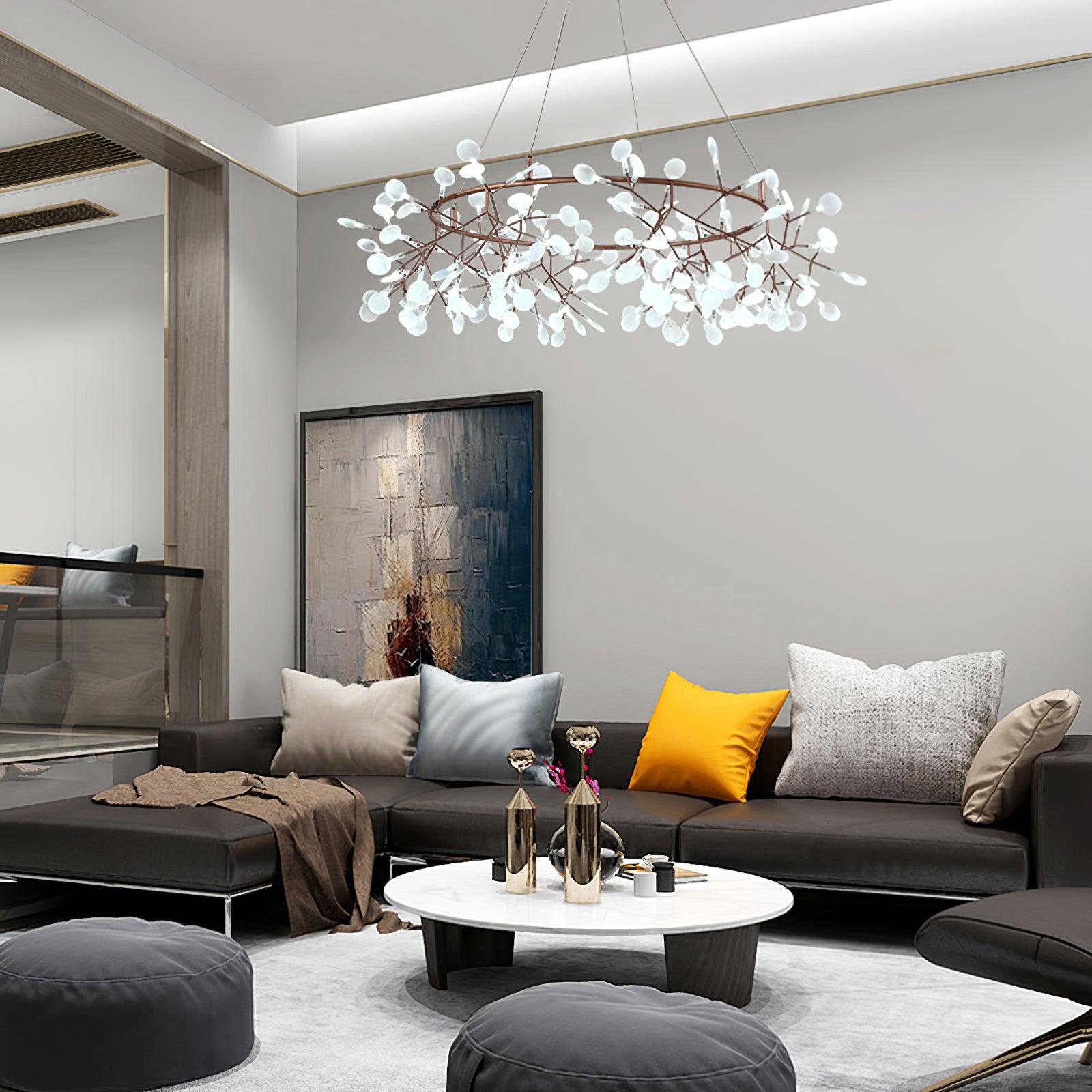 Arthearae Chandelier Métal Acrylique Rond Luxe Postmoderne - Neutralighting