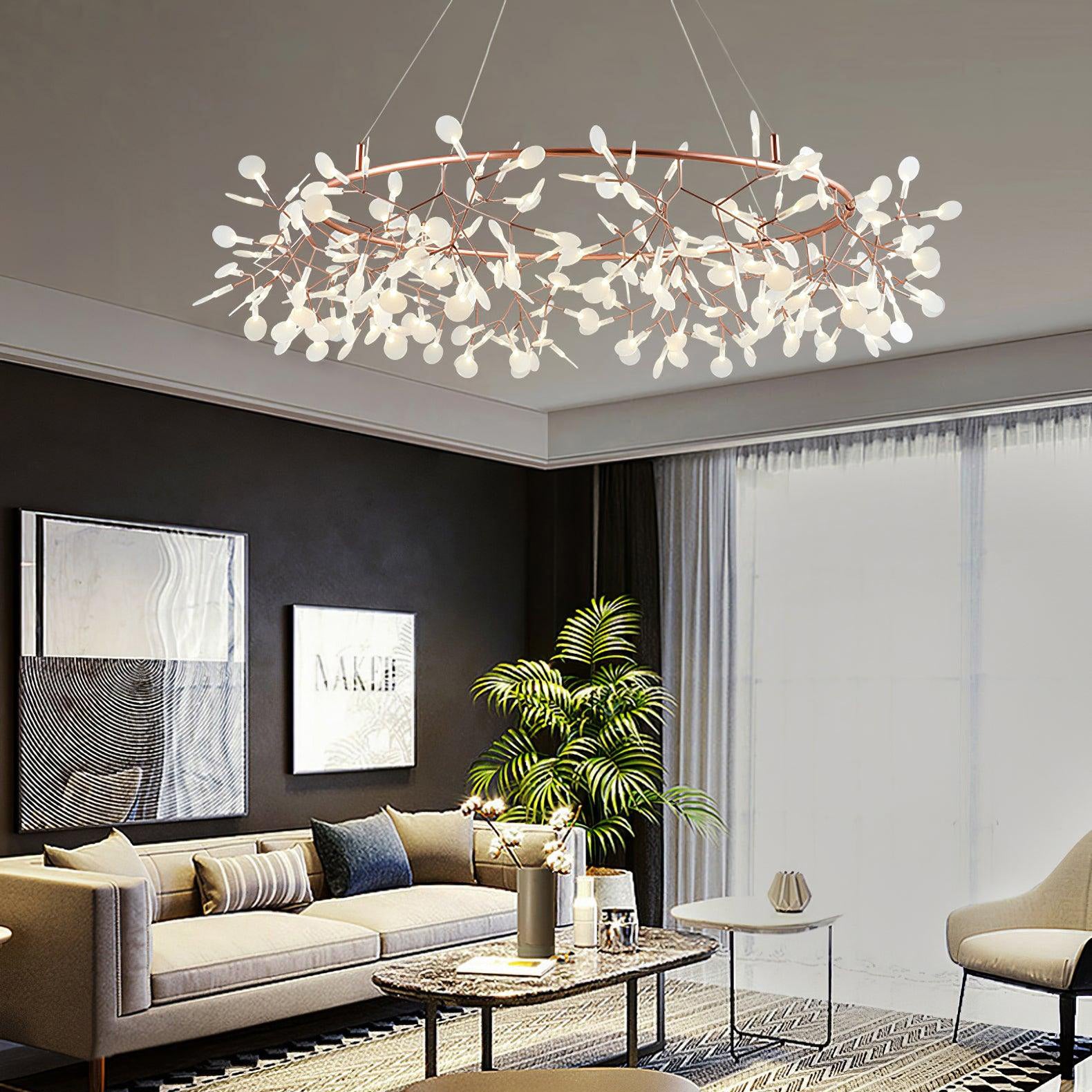 Arthearae Chandelier Métal Acrylique Rond Luxe Postmoderne - Neutralighting
