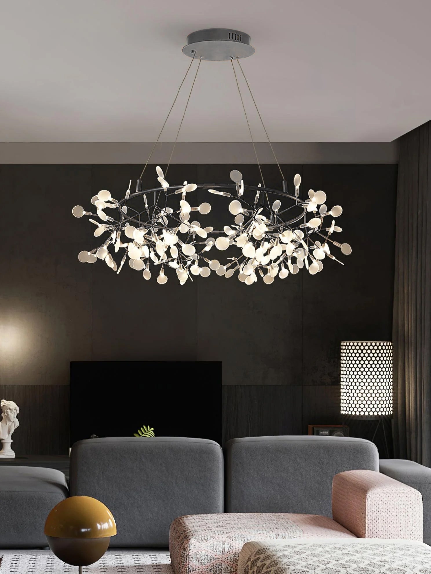 Arthearae Chandelier Métal Acrylique Rond Luxe Postmoderne - Neutralighting
