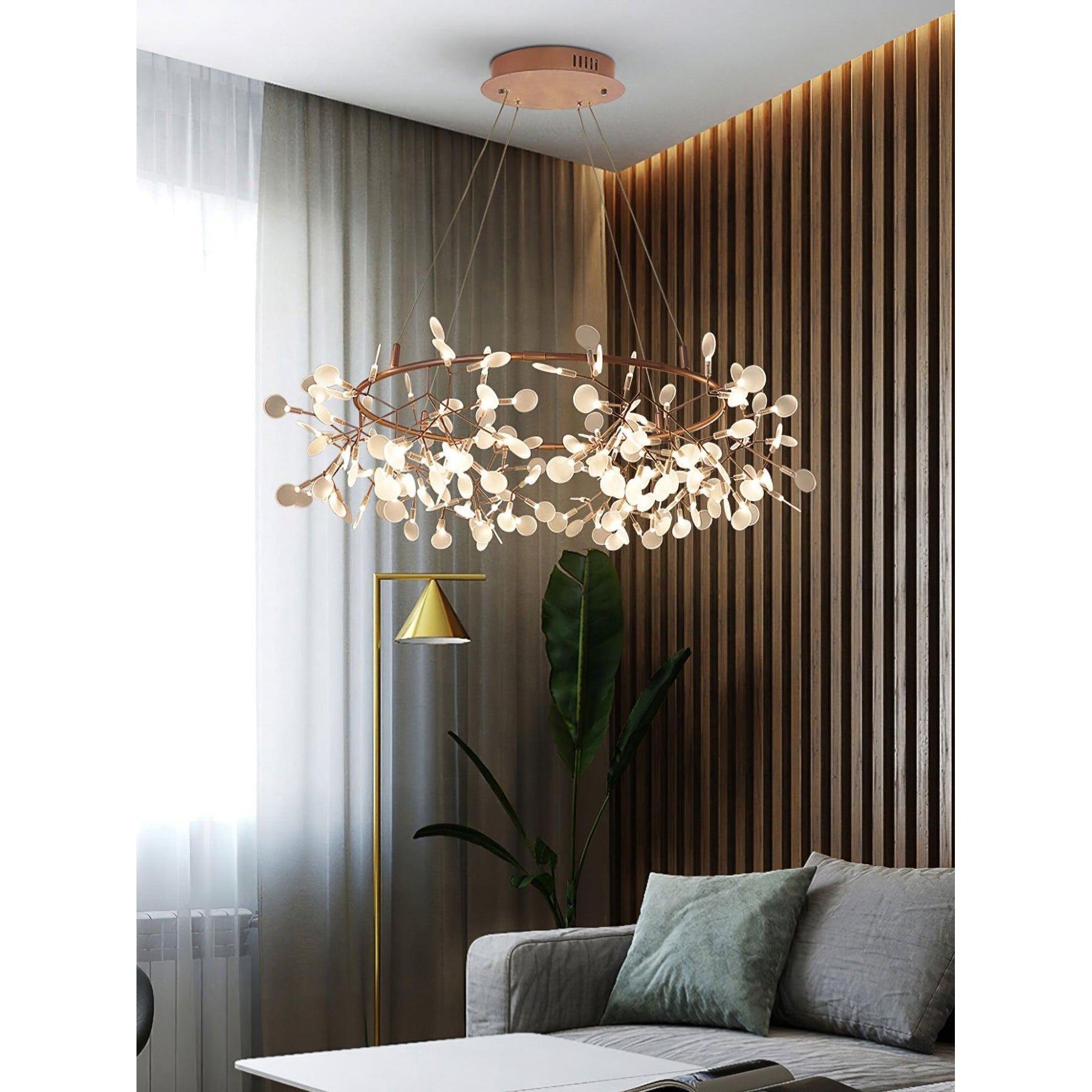 Arthearae Chandelier Métal Acrylique Rond Luxe Postmoderne - Neutralighting