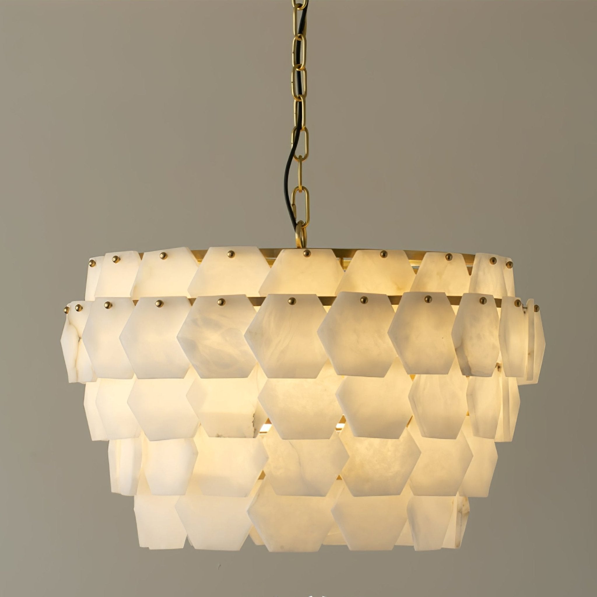 Evenaris Chandelier en Albâtre en Forme de Nid d'Abeille - Neutralighting