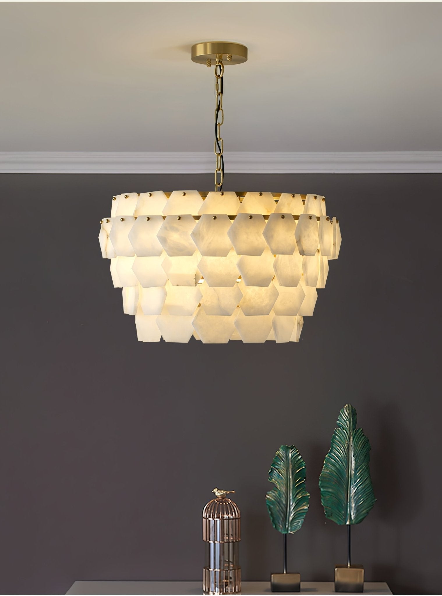 Evenaris Chandelier en Albâtre en Forme de Nid d'Abeille - Neutralighting