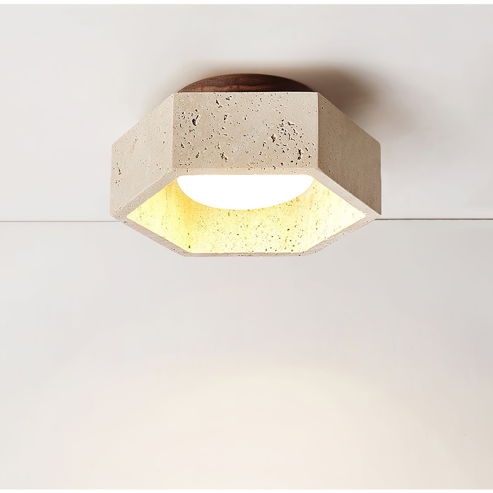 Hexara Lumière de Plafond Hexagonale en Travertin - Neutralighting