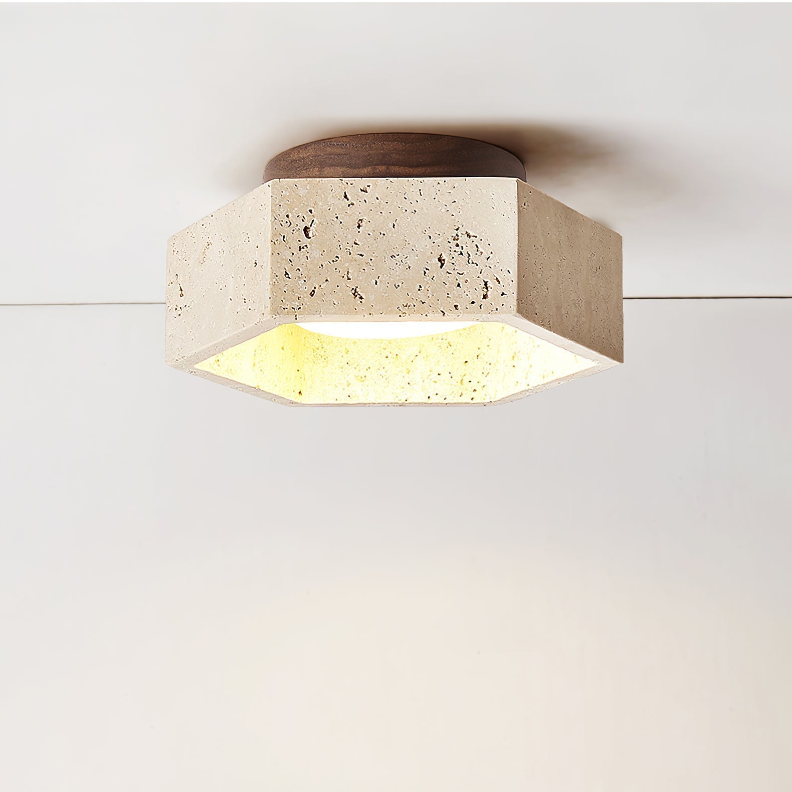 Hexara Lumière de Plafond Hexagonale en Travertin - Neutralighting