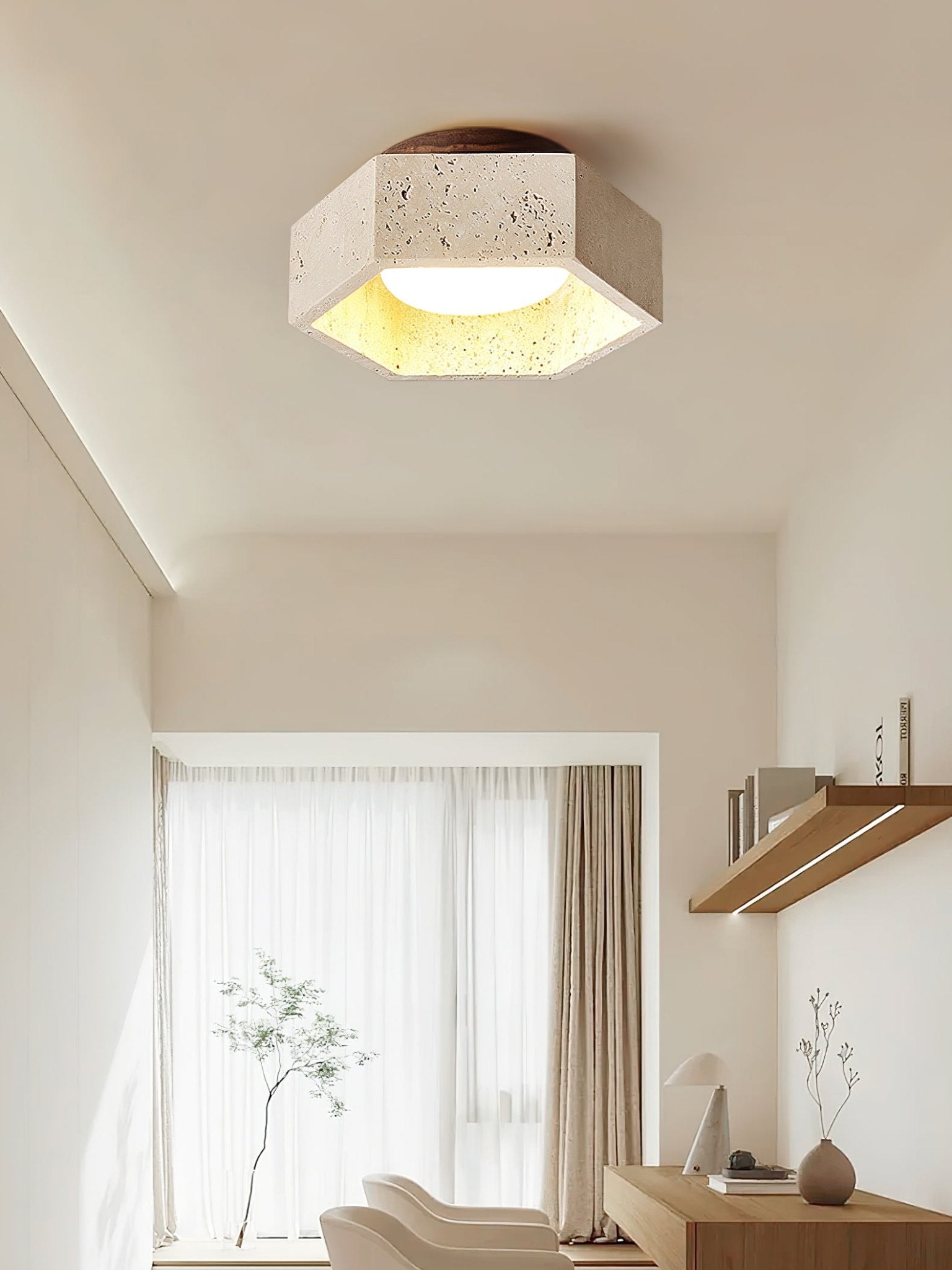 Hexara Lumière de Plafond Hexagonale en Travertin - Neutralighting