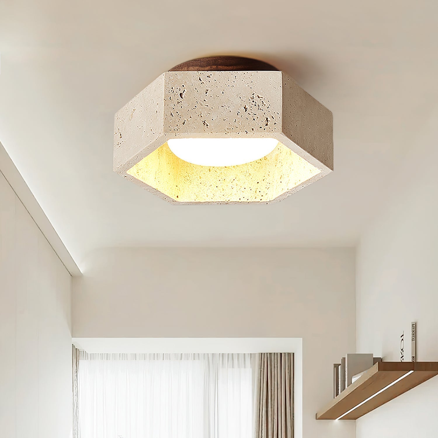 Hexara Lumière de Plafond Hexagonale en Travertin - Neutralighting