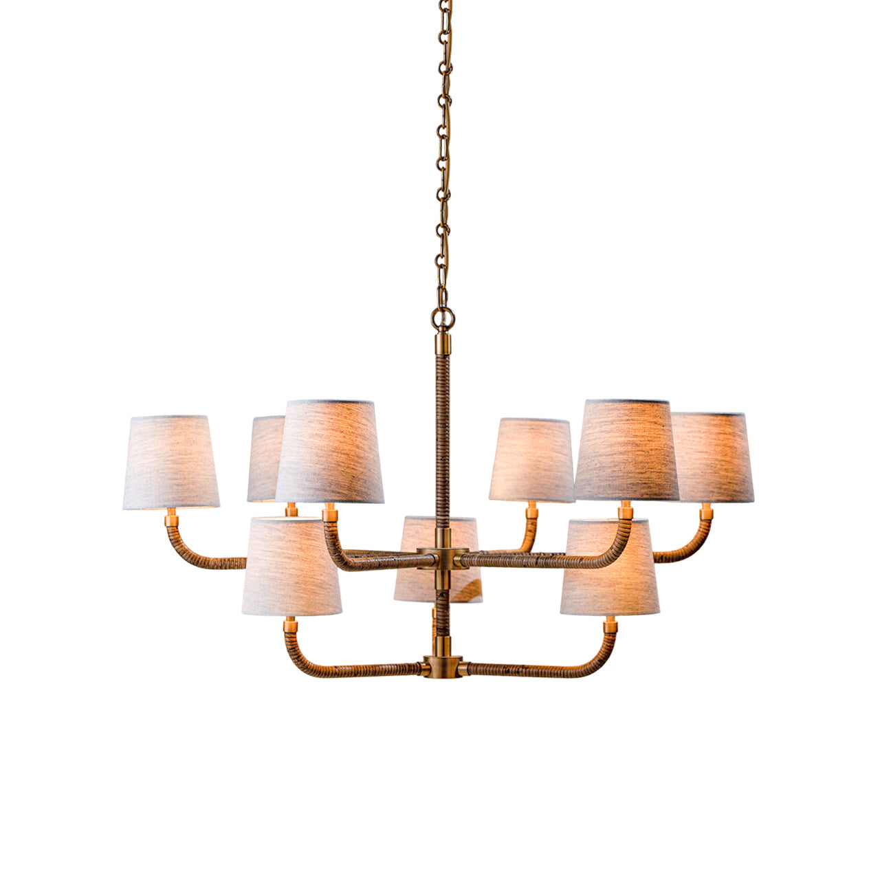 Holden Avdoria Lustre en Tissu et Canne Doré Industriel Vintage - Neutralighting